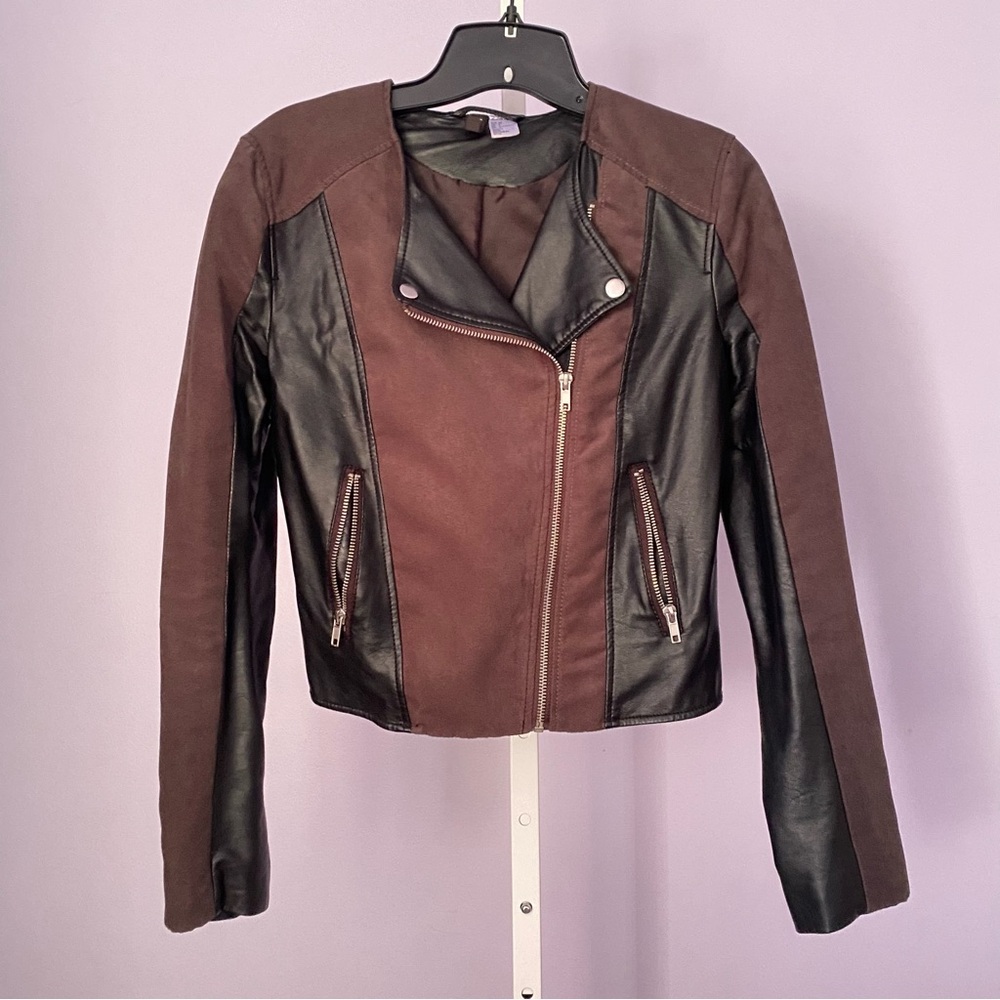 🏷️H&M Divided Faux Leather Suede Jacket in Brown/Black — 4